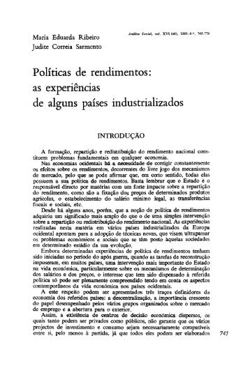 Políticas de rendimentos: as experiências de alguns ... - Análise Social