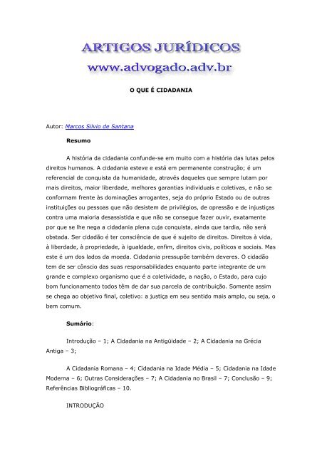 O Que é Cidadania Artigo O Que é Cidadania Artigo