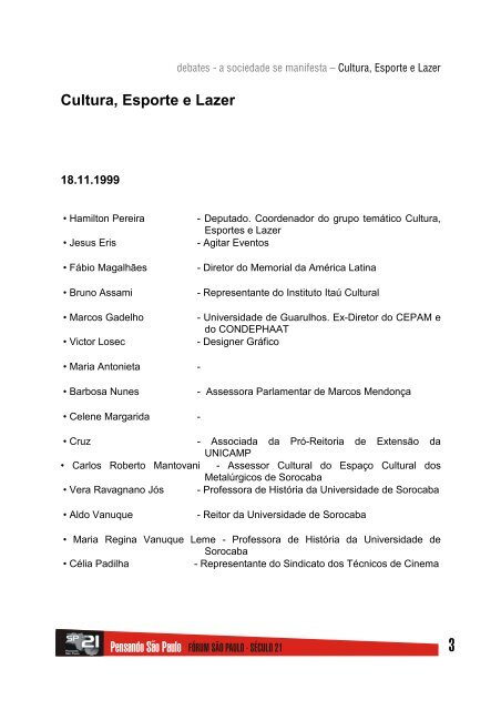 Cultura, Esporte e Lazer - Assembleia Legislativa do Estado de São ...