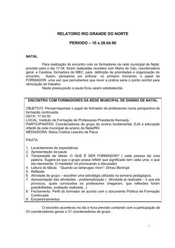 RELATORIO RIO GRANDE DO NORTE PERIODO - Ministério da ...