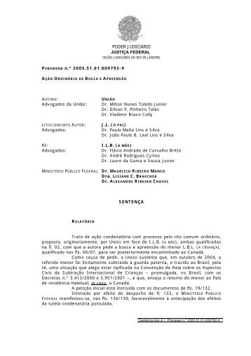 Busca e apreensão. Canadá. Deferimento. Guarda compartilhada. A ...