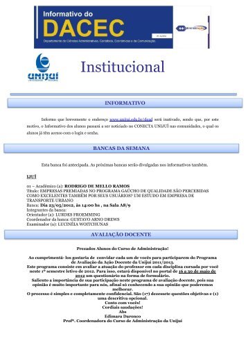 Informativo 12 DACEC - 18 05 2012 - Unijuí