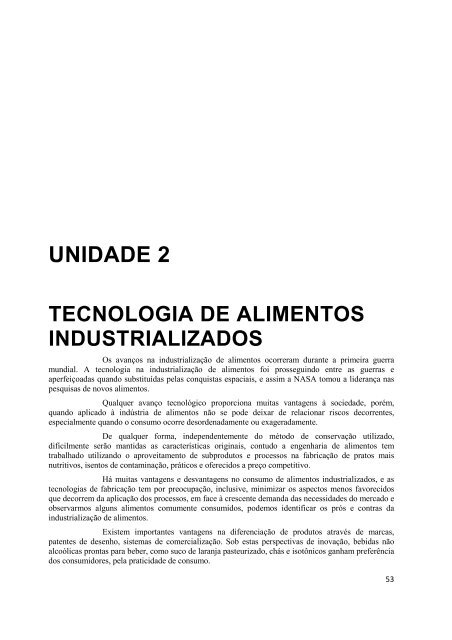 Tecnologia de Alimentos v1 - Ambiente Virtual de Aprendizagem