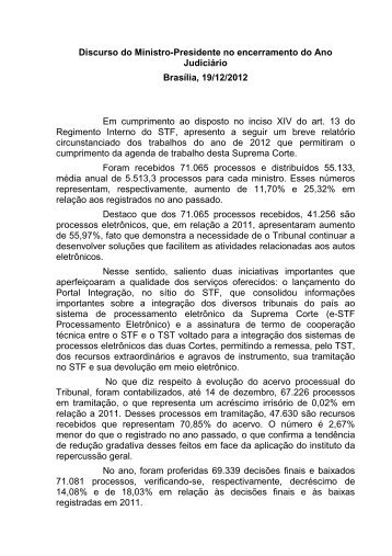 Discurso Encerramento Ano Judiciário 2012 - STF