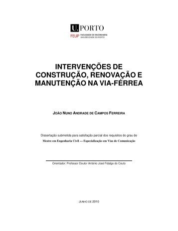 intervenções de construção, renovação e manutenção na via-férrea