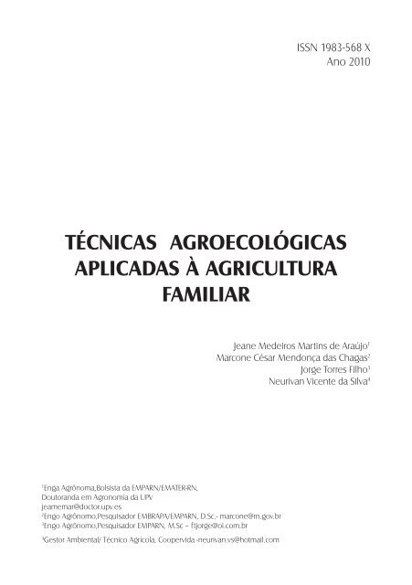 técnicas agroecológicas aplicadas à agricultura familiar - Emparn ...