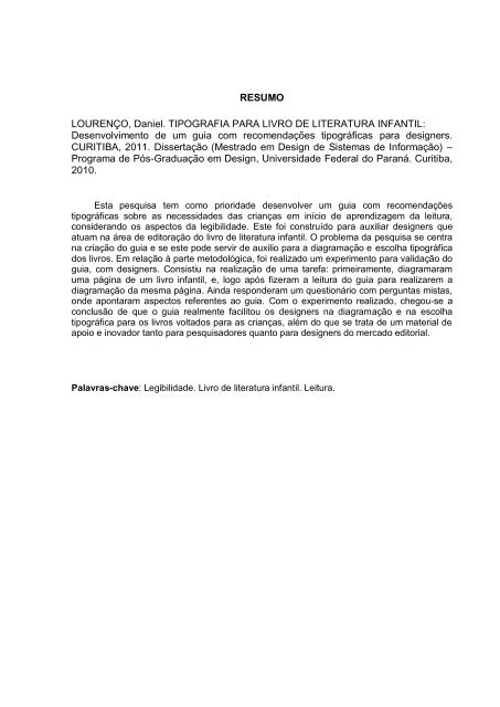 tipografia para livro de literatura infantil - Universidade Federal do ...