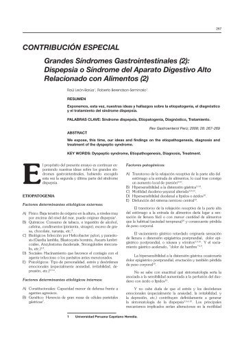 Grandes Síndromes Gastrointestinales (2): Dispepsia o ... - SciELO