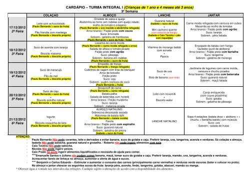 O Carnaval são 3 dias e no Alegro são 4! - Kids - Crianças - Cardápio