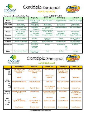 Nutricionista: Vanessa Veneziano de Souza ... - Escola Esfera