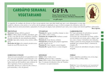 cardápio semanal vegetariano gffa - OpenDrive