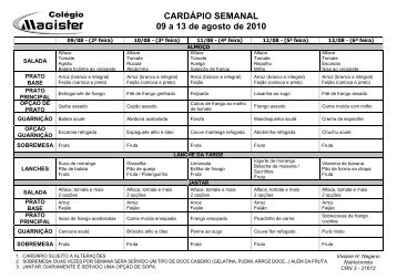 Cardápio - Complementar - 09 -08 a 03 - 09-10 - Ning