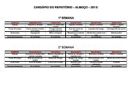 CARDÁPIO DO REFEITÓRIO – ALMOÇO – 2013: 1ª SEMANA 2ª ...