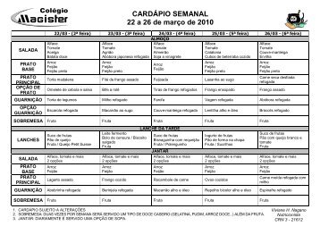 Cardápio Semanal - 22-03 à 16-04 - Ning.com