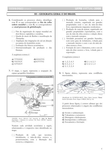 Prova de Português, Redação, Geografia, História ... - UFPB Virtual