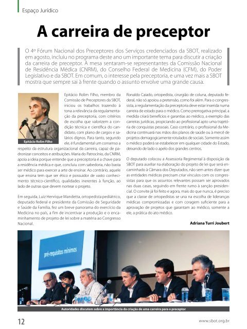 SBOT discute a carreira do preceptor - Sociedade Brasileira de ...
