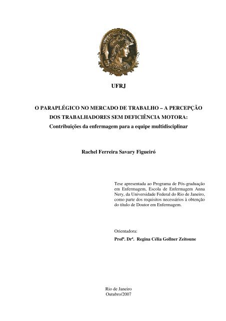 O PARAPLÉGICO NO MERCADO DE TRABALHO – A ... - UFRJ