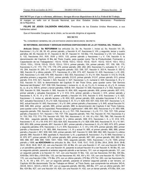 Decreto que reforma la Ley Federal del Trabajo - IDCOnline