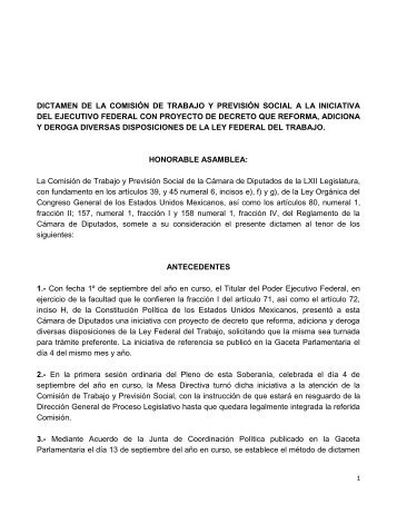 Dictamen de la Comisión de Trabajo. - Gaceta Parlamentaria ...