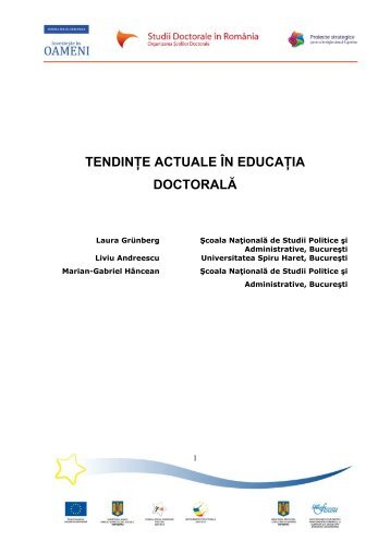 SISTEME DE EDUCAŢIE DOCTORALĂ: - Studii Doctorale in Romania