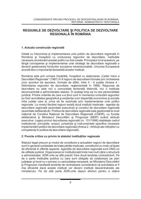considerente privind procesul de descentralizare în românia ...