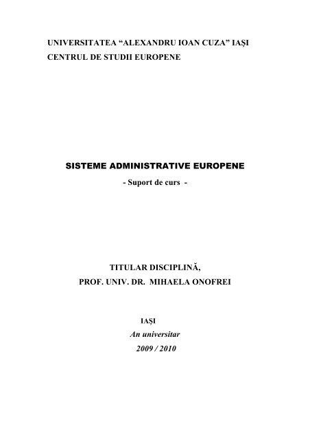 Sisteme administrative europene comparate - Centrul de Studii ...