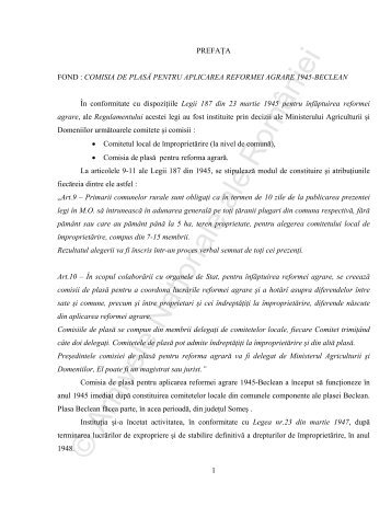 comitetul de plasă pentru aplicarea reformei agrare 1945-beclean