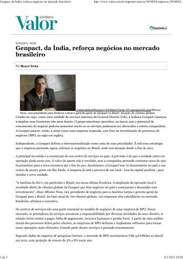 Genpact, da Índia, reforça negócios no mercado brasileiro - TRT18