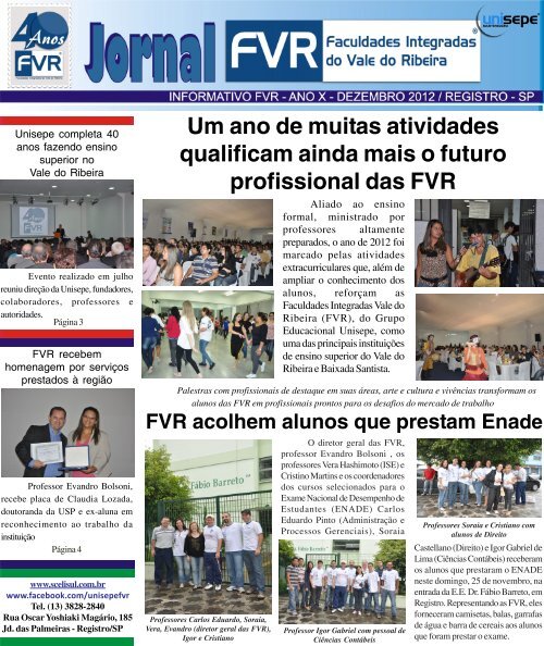 Dezembro de 2012 - Faculdades Integradas do Vale do Ribeira