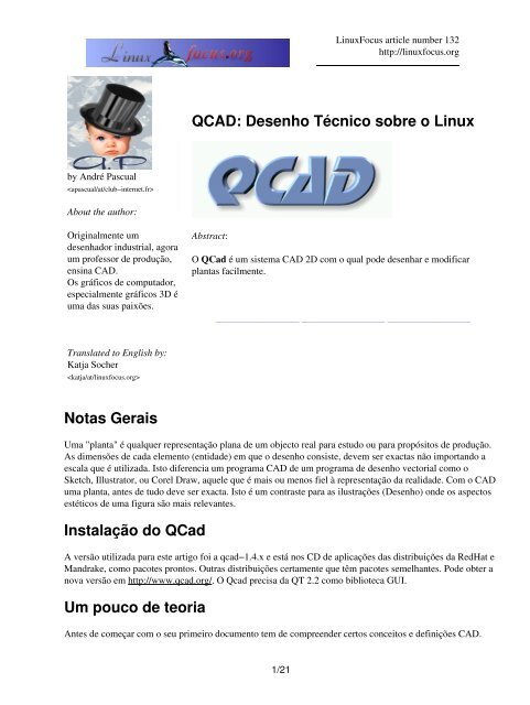 QCAD: Desenho Técnico sobre o Linux - LinuxFocus.org