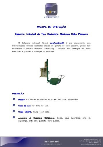 Manual de Operação Cadeirinha Mecânica - aeroandaimes