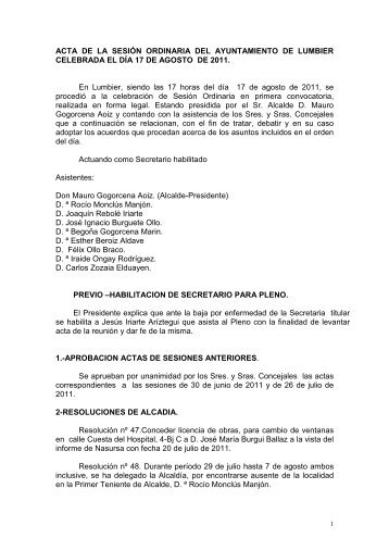 acta sesión ordinaria 17 de agosto de 2011 - Ayuntamiento de ...