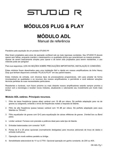 Manual módulo ADL - Studio R