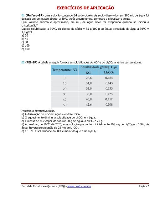 Soluções (Solubilidade) - Portal de Estudos em Química