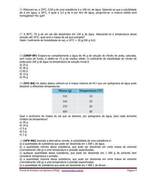 Soluções (Solubilidade) - Portal de Estudos em Química