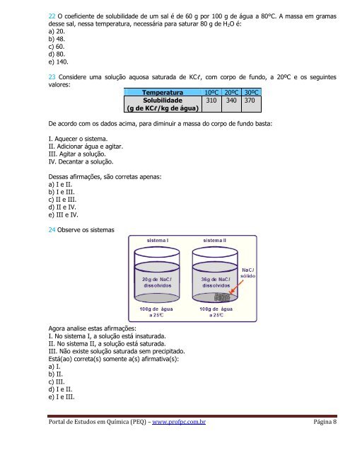 Soluções (Solubilidade) - Portal de Estudos em Química