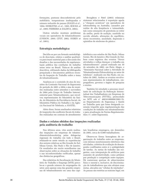 Trabalho em teleatendimento e problemas de saúde Work