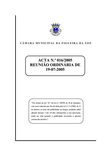 ACTA N.º 016/2005 REUNIÃO ORDINÁRIA DE 19-07-2005