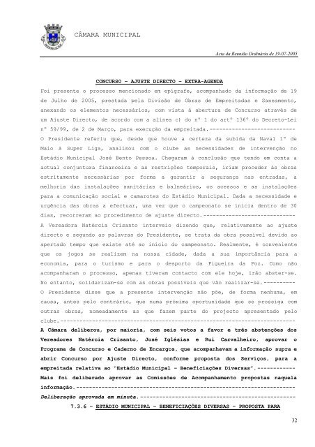 ACTA N.º 016/2005 REUNIÃO ORDINÁRIA DE 19-07-2005