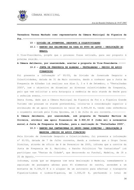 ACTA N.º 016/2005 REUNIÃO ORDINÁRIA DE 19-07-2005