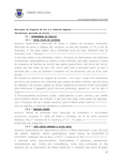 ACTA N.º 016/2005 REUNIÃO ORDINÁRIA DE 19-07-2005