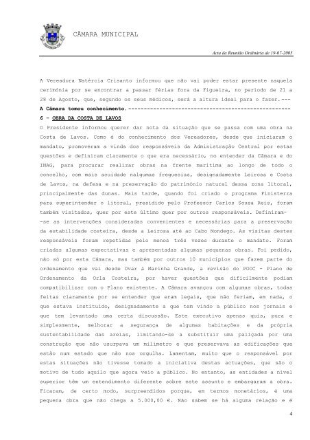 ACTA N.º 016/2005 REUNIÃO ORDINÁRIA DE 19-07-2005