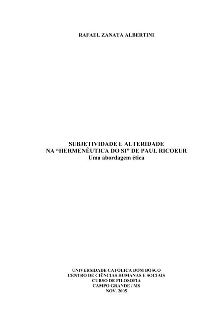 subjetividade em paul ricoeur.pdf - FILOSOFIANET