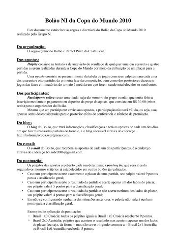 Regulamento do Bolão