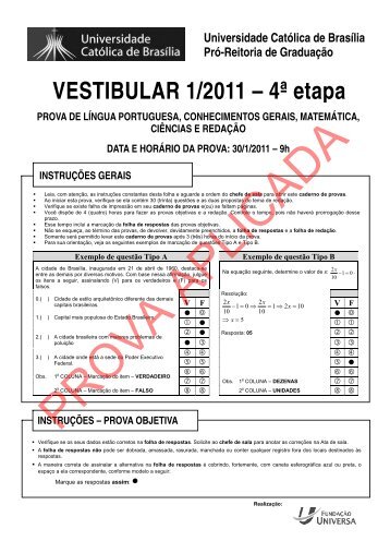 Prova - Universidade Católica de Brasília