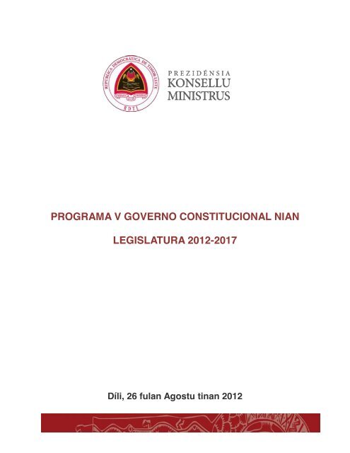 PROGRAMA DO V GOVERNO CONTITUCIONAL 2012-2017