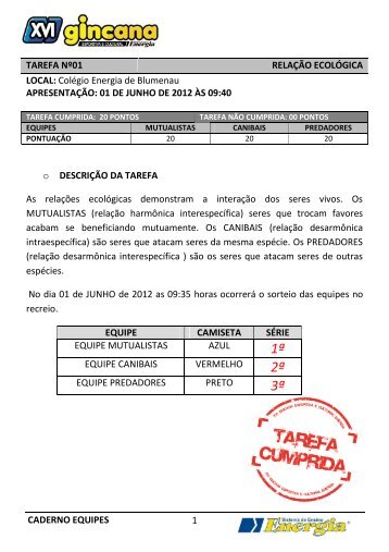 Para visualizar o caderno completo das tarefas clique