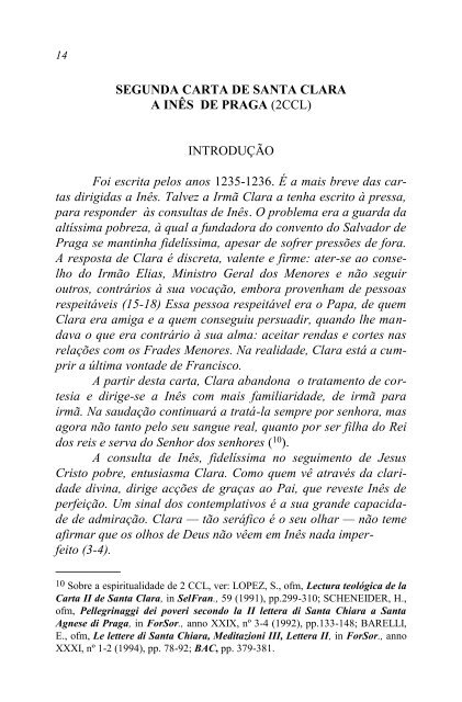 CARTAS DE SANTA CLARA - Editorial Franciscana