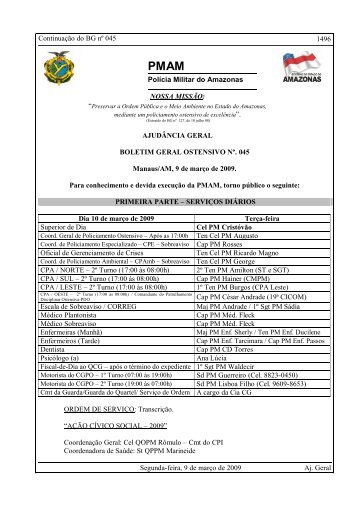 Continuação do BG nº 045 Segunda-feira, 9 de março de 2009 Aj ...