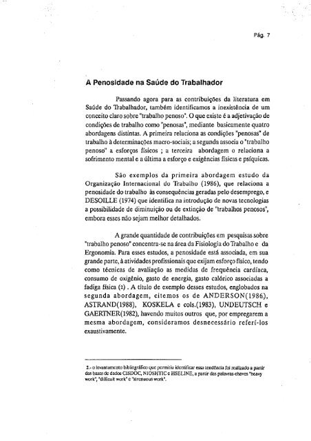 abordagem psicossocial do trabalho penoso: estudo ... - Fundacentro